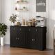  Kitchen Storage Sideboard, Farmhouse Buffet Cabinet with Barn Style Doors, Drawers, Adjustable Shelves, Black