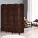  Room Divider, 4 Panel Folding Privacy Screen, 6FT Tall Portable Wicker Weave Partition Wall Divider for Bedroom, Home Office,Brown