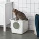  Covered Cat Litter Box, Easy Cleaning Kitty Litter Box with Front Entrance, Top Exit, Scoop, for Odor Control, White
