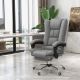  PU Leather Executive Massage Office Chair with 4 Vibration, Computer Desk Chair, Heated Reclining Chair with Adjustable Height, Swivel Wheels, Gray