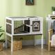  Wood Rabbit Hutch, Elevated Guinea Pig Cage with Run, Coffee