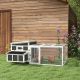  Wooden Chicken Coop with Nesting Box, Pull Out Tray, Run, Perches, Ramp, Windows for 6 Chickens, Dark Gray