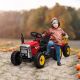 Aosom 12V Electric Ride on Tractor with Trailer, 25W Dual Motors,Red