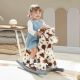 Qaba Rocking Horse, Animal Rocker with Rabbit Toy and Realistic Neigh for Toddlers, Soft Filling Ride on Pony,Brown