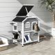  2-story Cat House Outdoor, Weatherproof Wooden Cat Enclosure for Feral Cats with Escape Door, Openable Roof, Jumping Platforms, Gray