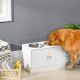  Large Elevated Dog Bowls with Storage Cabinet Containing Large 44L Capacity, Raised Dog Bowl Stand Pet Food Bowl Pet Feeding Station, White