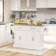  Rolling Kitchen Island with Stainless Steel Top, 2 Drawers, Spice, Knife and Towel Rack and Cabinets, Cream White