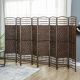  8 Panel Folding Room Divider Portable Privacy Screen Wave Fiber Room Partition for Home OfficeBrown