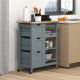  Rolling Kitchen Cart, Kitchen Island with Wood Top, Shelves & Drawers for Dining Area, Gray