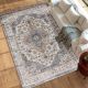  8x10 Area Rug, Vintage Machine Washable Rug, Non-Slip Carpet for Living Room, Bedroom, Dining Room,Brown & Light Blue