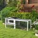  Rabbit Hutch 2-Story Bunny Cage, Guinea Pig Cage Indoor Outdoor, Small Animal House with Slide Out Tray, for Rabbits, Chickens, Ducks, 61.5