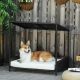  Wicker Dog House Raised Rattan Puppy Bed Cat Shelter for Indoor Outdoor Garden Patio Pet Sofa with Removable Cushion for Medium Sized PetBrown