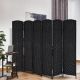  Room Divider, 6 Panel Folding Privacy Screen, 6FT Tall Portable Wicker Weave Partition Wall Divider for Bedroom, Home Office, Black