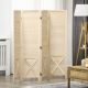  4.7' 4 Panel Wooden Room Divider with Pegboard Display, Folding Privacy Screen for Home Office, Natural