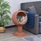  Elevated Cat Bed with Rotatable Egg Chair Pod, Cat Basket Bed with Thick Cushion, Natural Mat Grass Woven Kitty House,Brown