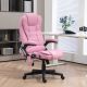  6 Point Vibrating Massage Office Chair with Heat, Linen High Back Massage Desk Chair with Reclining Backrest, Pink