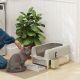  High Sided Stainless Steel Litter Box with Metal Scoop & Scoop Holder, for Easy Clean& Anti-Urine Leakage, Light Gray