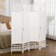  4 Panel Folding Room Divider Portable Privacy Screen Wave Fiber Room Partition for Home Office White