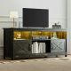 Hogan Farmhouse-Inspired TV Stand with Power Outlet, LED, Dark Rustic Oak