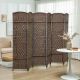  Folding Room Divider Screen 6 Panel 6' Tall Privacy Screen Freestanding Wood Partition for Home Office,Brown