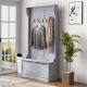  3-In-1 Entryway Bench with Coat Rack, Hall Tree with Bench and Shoe Storage, 5 Hooks for Hallway