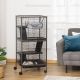  Metal Small Animal Cage Rolling Big Ferret Cage, Chinchilla Cage, Sugar Glider Cage, with Hammock & 4 Tiers, Removable Tray, Gray