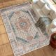  8x10 Area Rug, Vintage Machine Washable Rug, Non-Slip Floor Carpet for Living Room, Bedroom, Dining Room,Brown and Blue