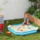 Qaba Kids Sandbox with 4 Corner Seats, Bottom Liner for Backyard, Garden, Outdoor, 52