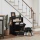  Pet Feeder Station Storage Cabinet, Dog Food Storage Container with Dog Raised Bowls, Watering Supplies, Black