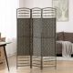  3 Panel Folding Room Divider Portable Privacy Screen Wave Fiber Room Partition for Home Office Dark Gray