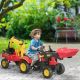 Aosom 3 in1 Kids Ride On Excavator/Bulldozer, Pedal Car Digger Toy Move Forward/Back with 6 Wheels and Detachable Cargo Trailer