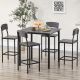  5-Piece Counter Height Bar Table with Space-Saving Design, Square Kitchen Table and Chairs Set with Footrest, Metal Legs, Industrial Dining Table Set for 4, Gray