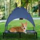  Elevated Portable Dog Cot Pet Bed with UV Protection Canopy Shade, 36 inch, Dark Blue