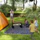  Reversible Outdoor Rug, Waterproof Plastic Straw with Carry Bag, 8' x 10', Blue & White Geometric