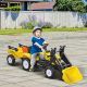 Aosom Ride-On Kids Bulldozer/Excavator Toy with Real Working Dirt Bucket, Easy Pedal Controls, 6 Wheels, & Cargo Trailer