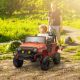 Qaba 12V Battery Powered Ride on Car, Ride on Truck w/ Remote, 4 Suspension Wheels, Music Horn Lights,Red