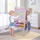 Qaba 3 In 1 Kids Wooden Art Easel with Paper Roll, Double-Sided, Chalkboard & Whiteboard, Storage Baskets, Pink