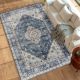  8x10 Area Rug, Vintage Washable Rug, Non-Slip Floor Carpet for Living Room, Bedroom, Dining Room, Blue