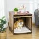  Furniture Style Dog Crate End Table with Removable Door Panel, Dog Crate Bed with Foam Cushion, Safety Lock, Indoor Use, for Small & Medium Dogs,Brown