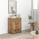  Kitchen Storage Cabinet, Sideboard Floor Cupboard with Solid Wood Top, Adjustable Shelf, and 2 Drawers,Brown