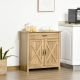  Farmhouse Sideboard Buffet Cabinet, Barn Door Coffee Bar Cabinet with Drawer and Adjustable Shelf for Kitchen, Living Room, Entryway, Natural Wood Effect