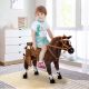 Qaba Sound-Making Ride On Horse for Toddlers 3-5, with Neighing and Galloping Sound, Stuffed Animal Horse Toy for Kids with Padding, Soft Feel,Brown