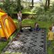  Reversible Outdoor Rug, Waterproof Plastic Straw with Carry Bag, 9' x 18', Black & Gray Rhombus Border