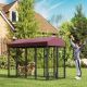  Outdoor Dog Kennel with Rotating Bowl Holders, Walk-in Pet Playpen with Waterproof Cover, 8' x 4' x 6',Red