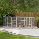  Wooden Chicken Coop Run for 6 - 10 Chickens, Hen House Add-On with Storage, Perches, 141.75