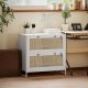  Lockable Filing Cabinet, Boho 2 Drawer File Cabinet with Adjustable Hanging Bar for Letter, A4 and Legal Size, White