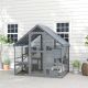  Wooden Catio Outdoor Cat Enclosure with Waterproof Cover, 2 Condos, 4 Platforms, Bridge, Doors, Gray