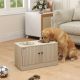  Elevated Dog Bowls with Storage Cabinet,  2 Stainless Steel Bowls, Slow Feeder, Dog Feeding Station for Large Dogs, Oak