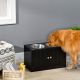  Large Elevated Dog Bowls with Storage Cabinet Containing Large 44L Capacity, Raised Dog Bowl Stand Pet Food Bowl Pet Feeding Station, Black
