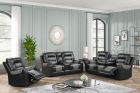 L647-3Pc Black And Grey Reclining Sofa Set (Sofa + Love + Recliner)